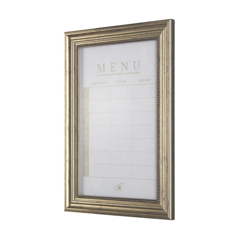 Imprimé texturé encadré à la main, menu II, 15.5L x 0.8W x 21.5H, Menu I, Doré