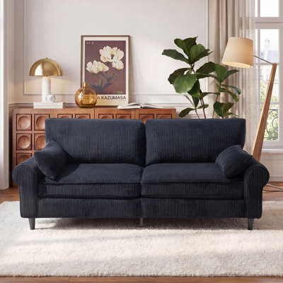 80.7" Corduroy Loveseat Sofa, 2-Seater Couch with Rolled Armrests, Iron & Wood Frame Construction, Modern Upholstered Sofa for Living Room, Apartment