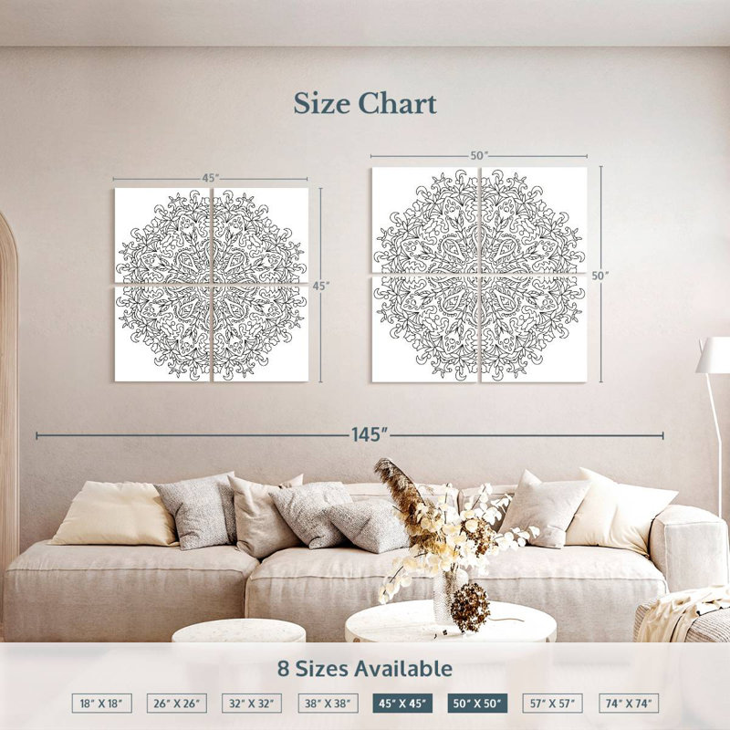 Kerner Boho Floral Mandala, 50" H x 50" W