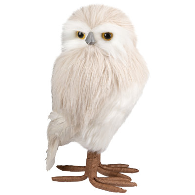 Standing Winter Owl Christmas Figure - 12.25" - Cream And White