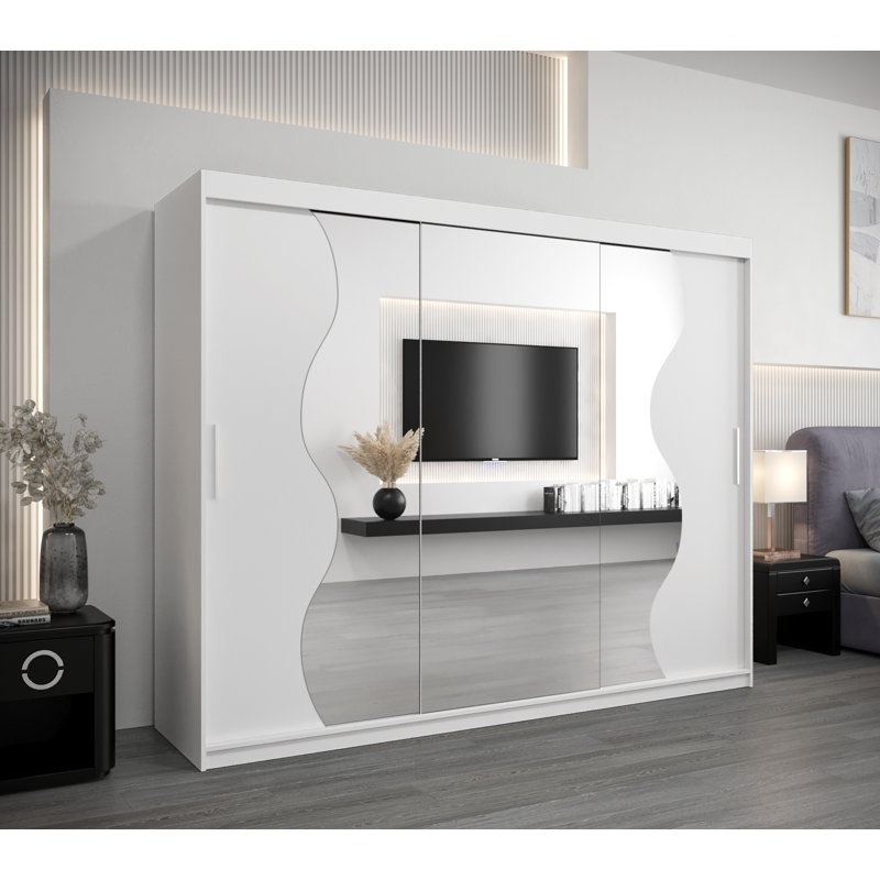Brieah Manufactured Wood Wardrobe, 200Cm H x 250Cm W x 62Cm D, White Matt