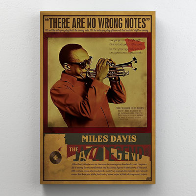 «Miles Davis The Jazz Legend» - 1 pièce rectangulaire «Miles Davis The Jazz Legend» - 1 pièce, impression sur toile