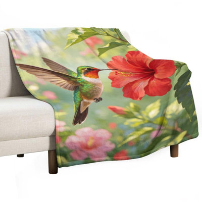 Jeté en flanelle Hummingbird Hovering Luxury