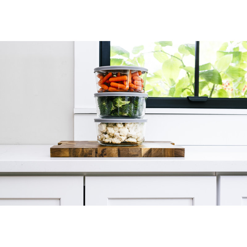 Contenant alimentaire en verre pour cuisine 6 pièces (4 tasses / 32 oz), Gris