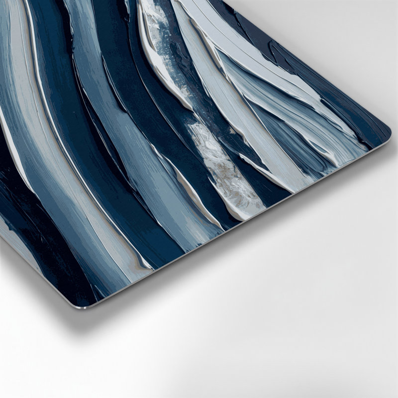 Art mural horizontal à rayures horizontales bleu foncé et gris clair, H 16 po x l 20 po
