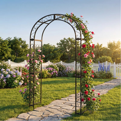 Scendor 83.8" H X 48.8" W Heavy Duty Iron Arbor, Rose Garden Arch for Outdoor Climbing Plants