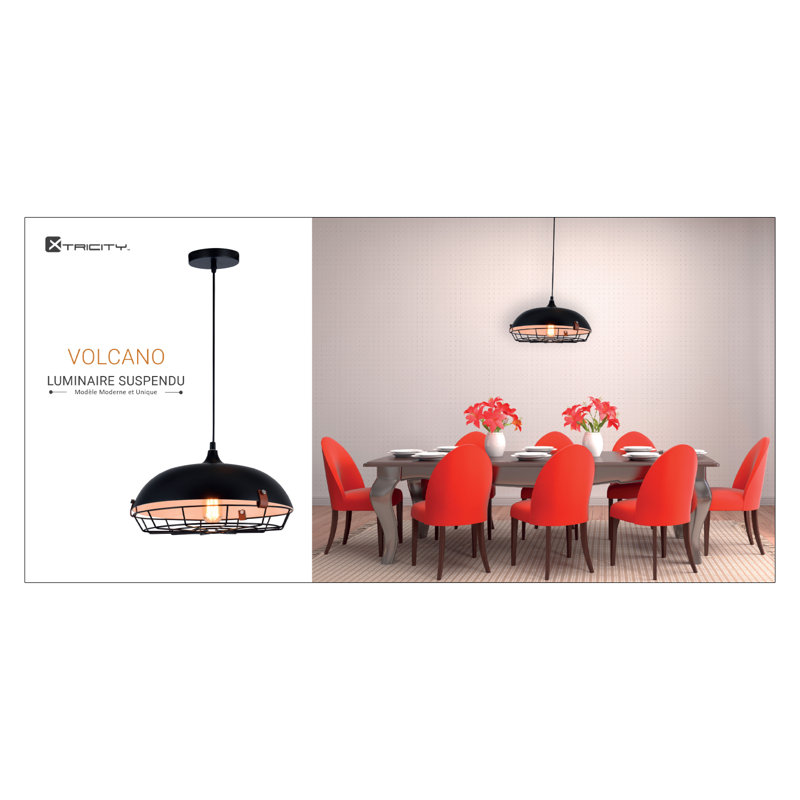 Luminaire suspendu en dôme à 1 lumière unique Volcano