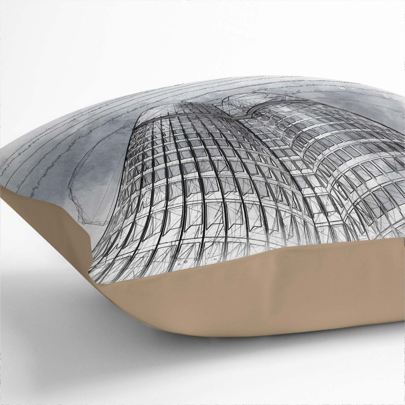 Square Cushion, Stone, 40cm H x 40cm W x 15cm D