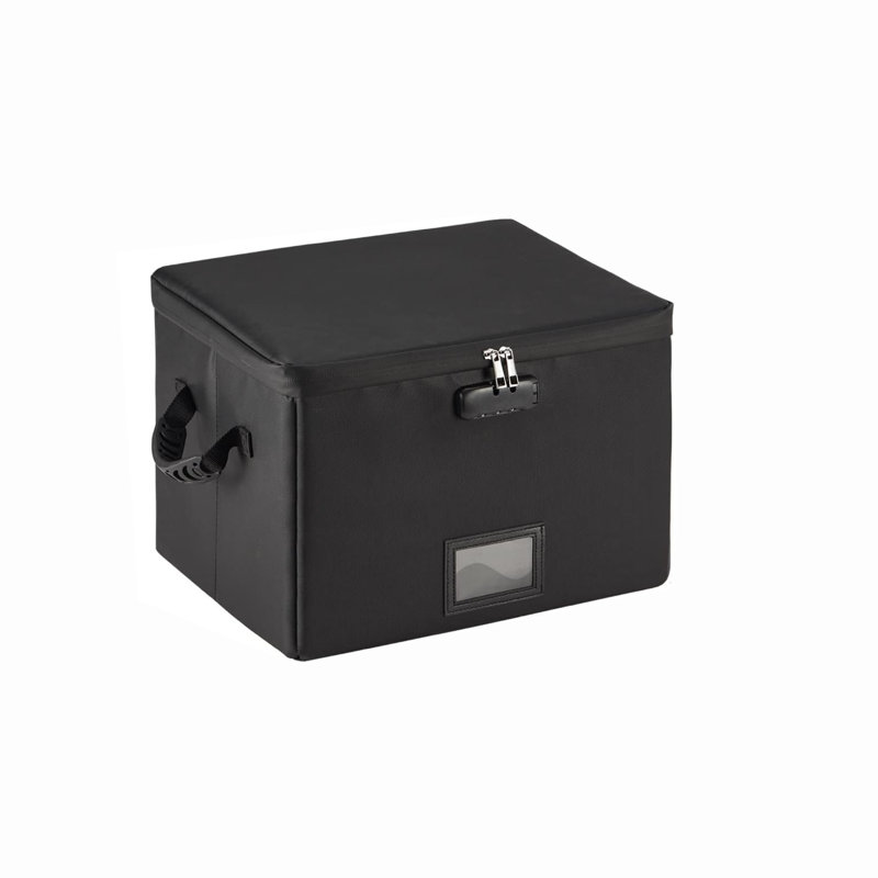 Fireproof Document Box, Fireproof File Box with Lock, Collapsible File Storage Box with Zippers and Inserts Bag