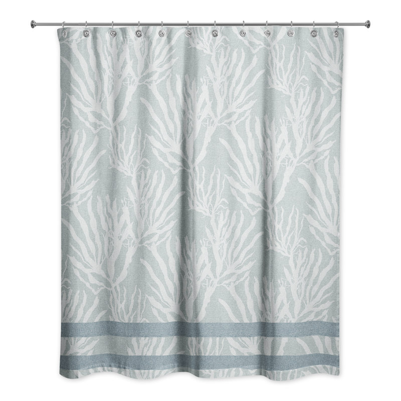 Rideau de douche simple Abd-Alrahim, Blanc / bleu