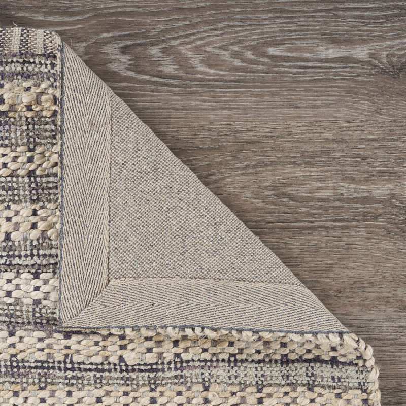 Tapis gris rayé tressé à la main Sexton, Rectangle 7 pi 9 po x 9 pi 9 po