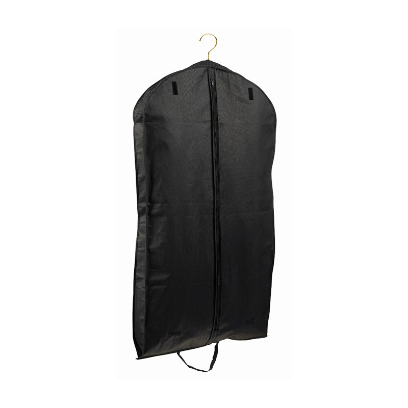Breathable Black (Gusseted) PP Non Woven Garment Bag, 45" H x 24" W x 4" D, Black