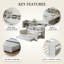 Lit de jour simple peu encombrant avec lit gigogne, tablettes de rangement et bureau - Blanc antique