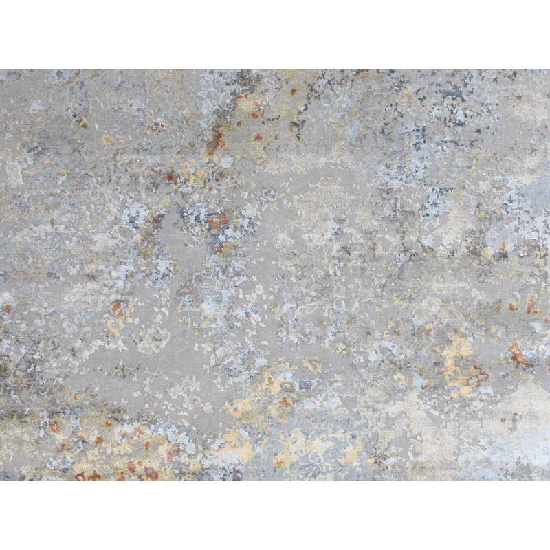 Abstract Area Rug in Beige, Rectangle 9' x 12'