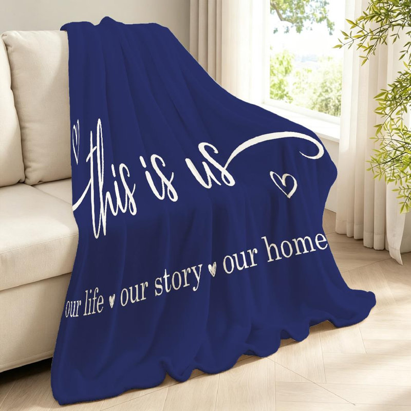 Jeté polaire bleu en flanelle douce, imprimé recto Story Home, Jeté 40 po x 50 po