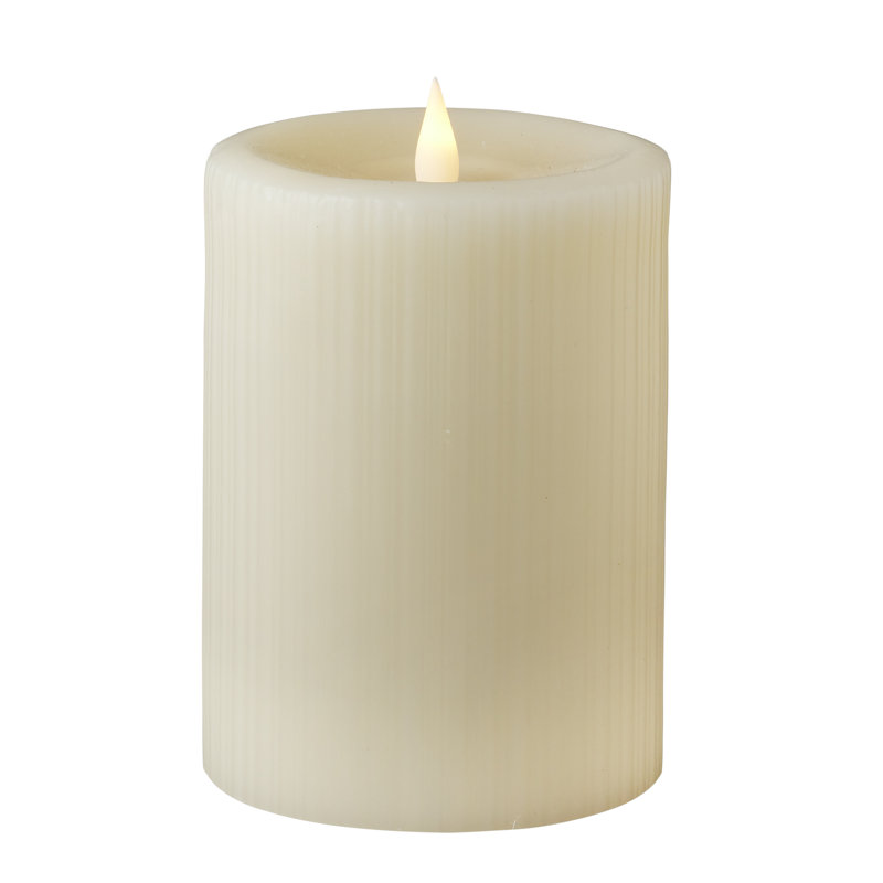 Fine Ribbed Motion Flameless Candle 3x5, White, 5" x 3"