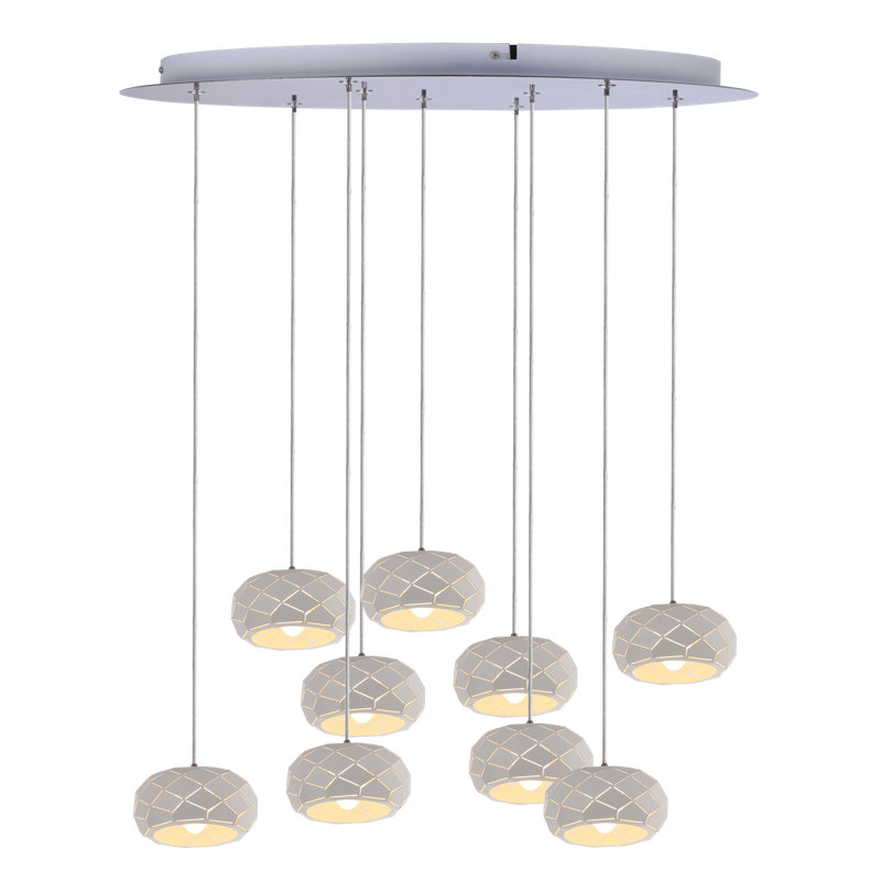 Luminaire suspendu en grappe 9 lumières Bixby, Blanc