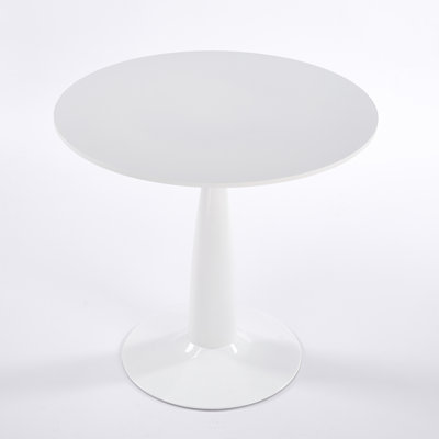 Tables de salle à manger compactes en MDF blanc avec piédestal moderne, idéales pour les petites cuisines