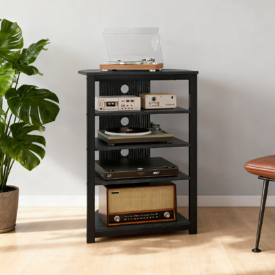 Meuble télé, tablettes de rangement et cadre en acier pour chambre à coucher