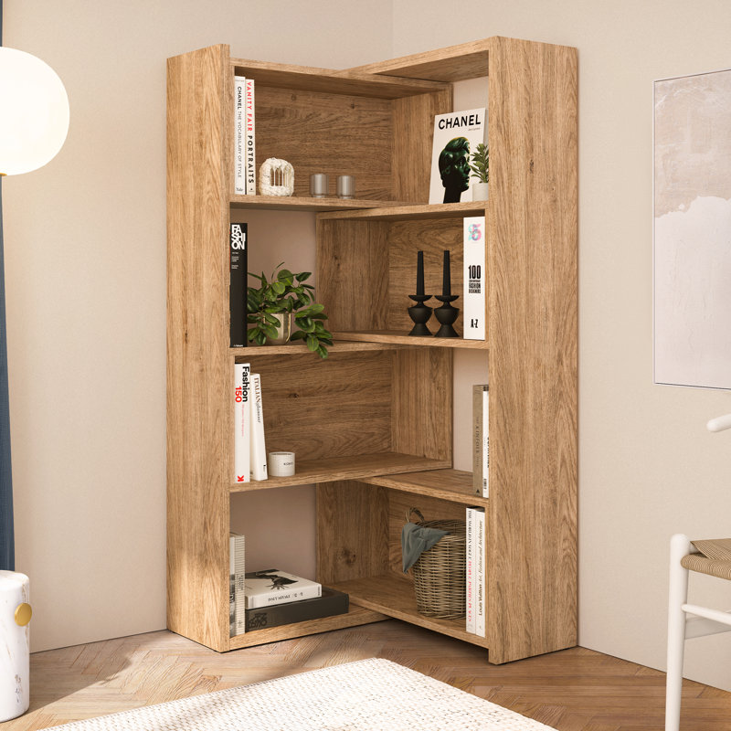 Latitude Run Effect Treble 3-in-1 Convertible Bookcase Adjustable Multi Function Storage, Oak