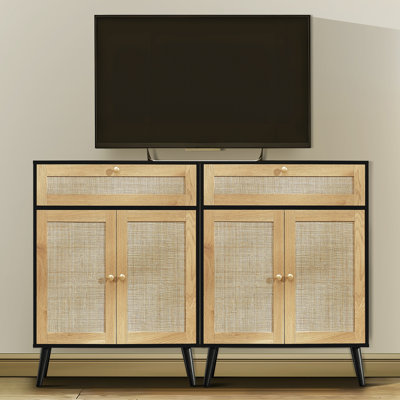 Armoire en rotin 39,4 po avec tiroir et tablette réglable Aamaya