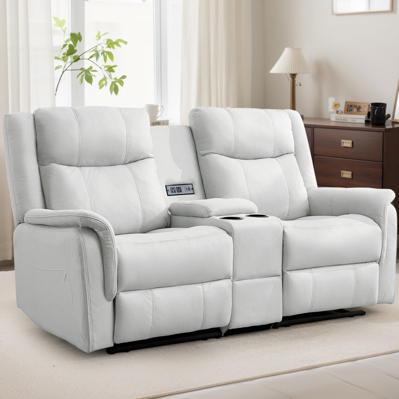Manual Reclining Loveseat Sofa, 2-seat Recliner Couch With Cup Holders And Usb Ports, Recliner Sofa For Living Room And Home Theater