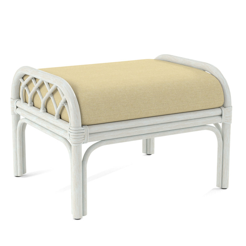 Edgewater Ottoman, Bisque, White Performance Fabric; 0851-94
