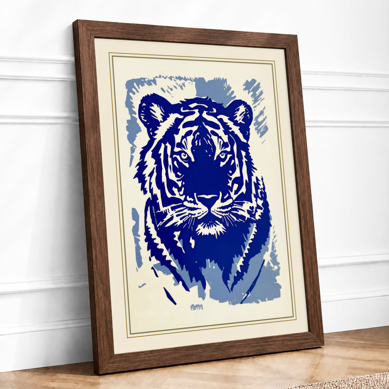 Striking Tiger Head Modern - Framed Print, Walnut, A1 - 84.1 x 59.4 cm