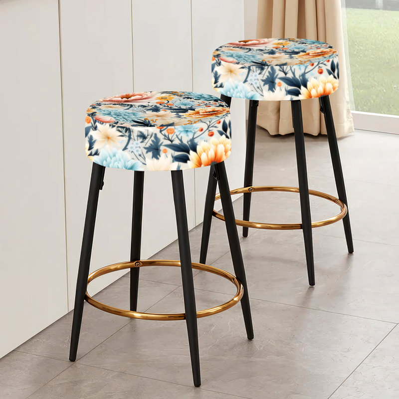 Blue Boho Floral Treasures - Ensemble de 2 tabourets floraux