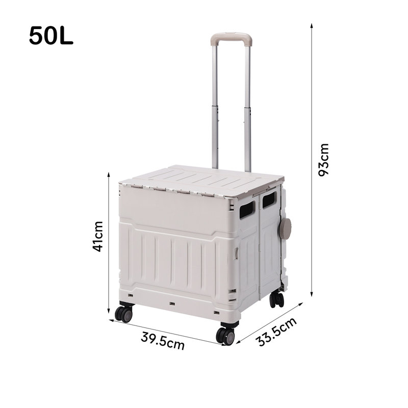 Utility Cart with Wheels, White, 41cm H x 39.50cm W x 33.50cm D
