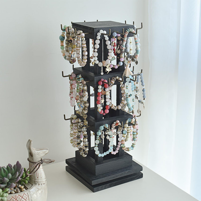 Charmarkco Wood Rotating Jewelry Display, Black