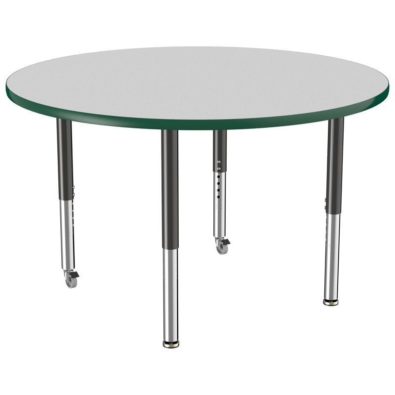 Table ronde à hauteur réglable, 48", Gris / Vert / Noir, Super