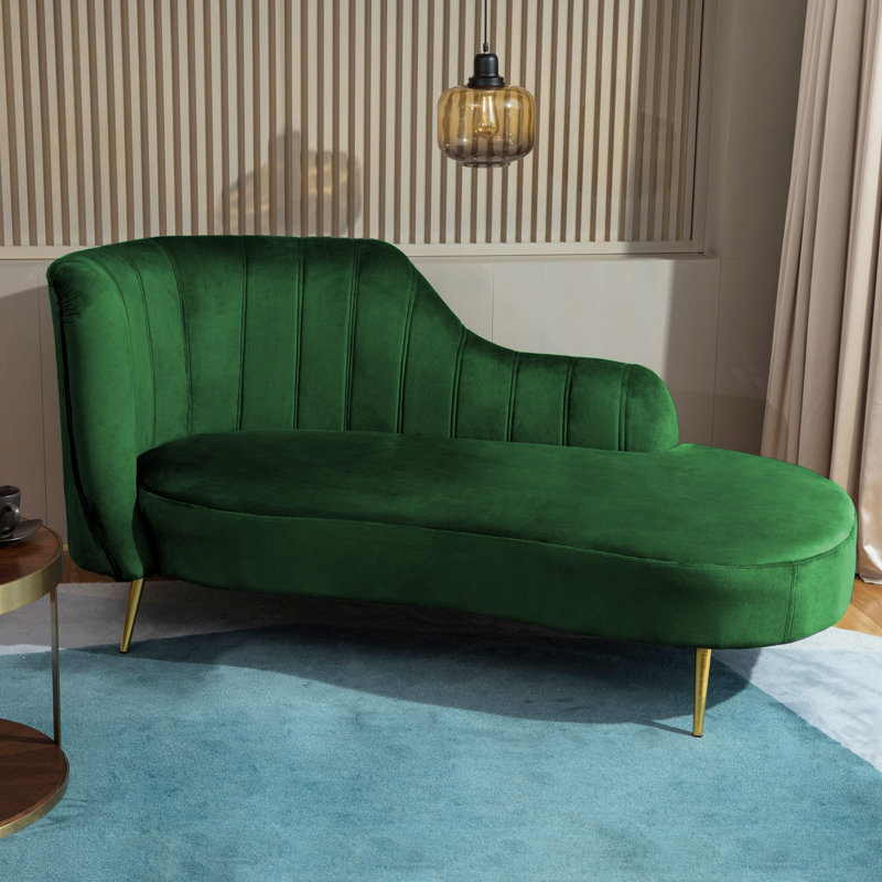 Chaise longue à accoudoirs roulés gauche Chiverton, Vert