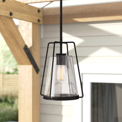 Luminaire suspendu d'extérieur noir mat à 1 lumière H 13,75 po