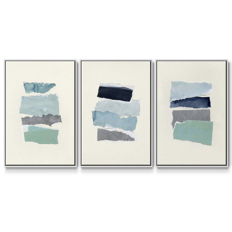 " Seaside Color Study II " 3 - Pieces, White, 40" H x 78" W