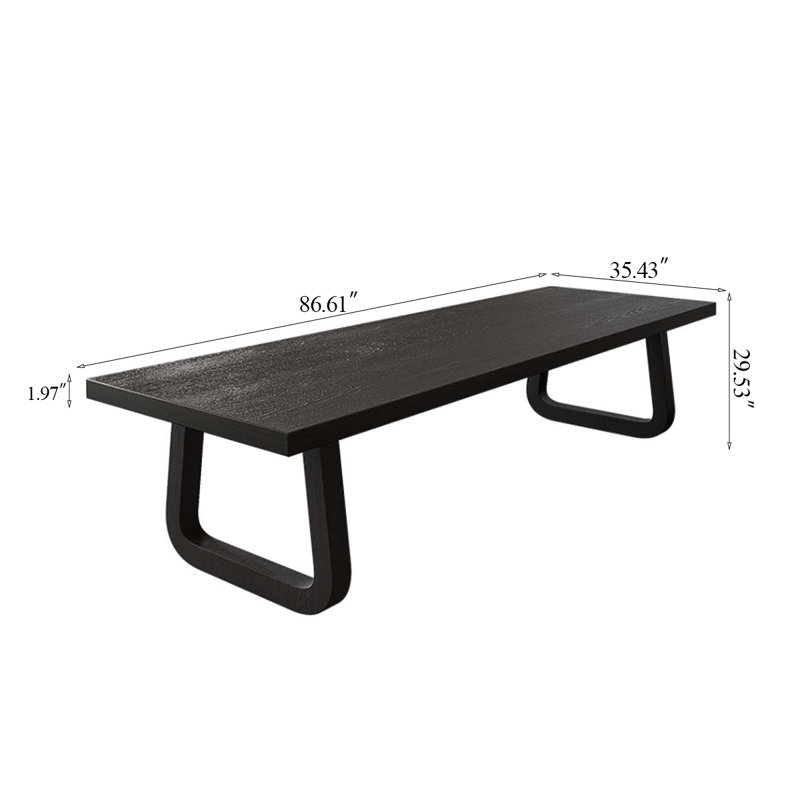 Table de conférence 86,61 "en bois massif noir minimaliste