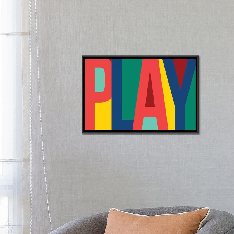 «Play», reproduction sur toile tendue, Toile avec cadre noir, H 32 po x l 48 po, Noir