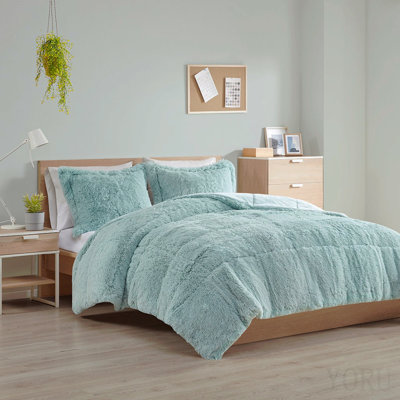 King/Cal King Shaggy Long Fur Comforter Mini Set