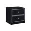 Table de chevet 2 tiroirs de rangement en noir et argent, base solide argent avec options robustes