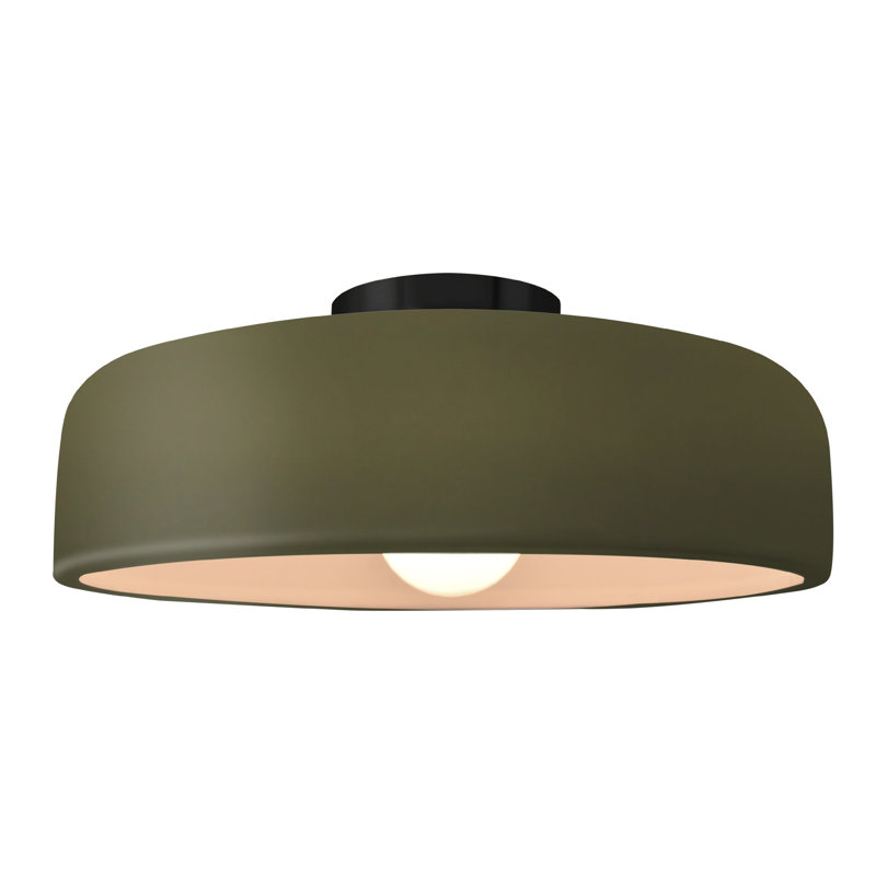 Plafonnier semi-encastré Radiance, Vert mat, Noir mat, H 6,5 po x l 16 po x P 16 po