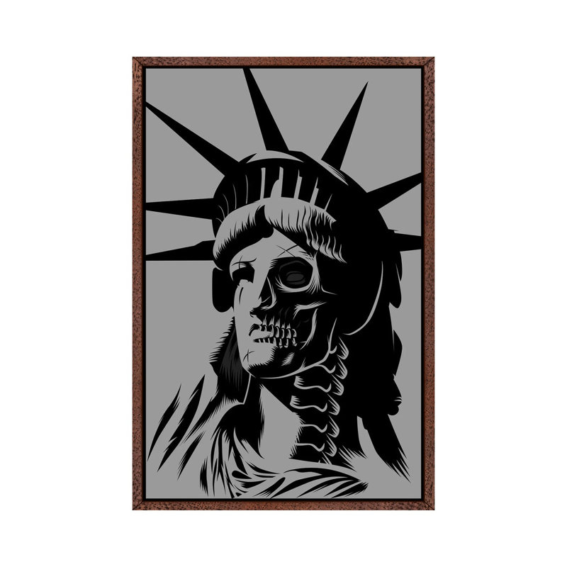 Statue Skull by Alberto Perez - Print on Canvas, 101.6cm H x 66.04cm W x 3.81cm D, Classic Brown Wood Framed