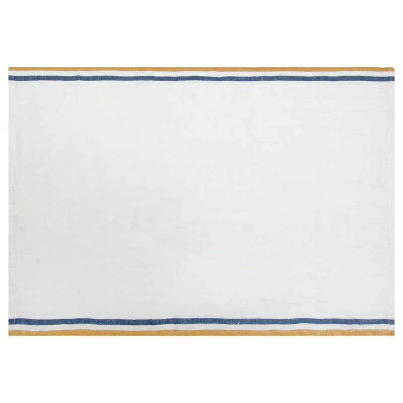 Normandy Striped Tea Towel, White/Mustard/White/Blue