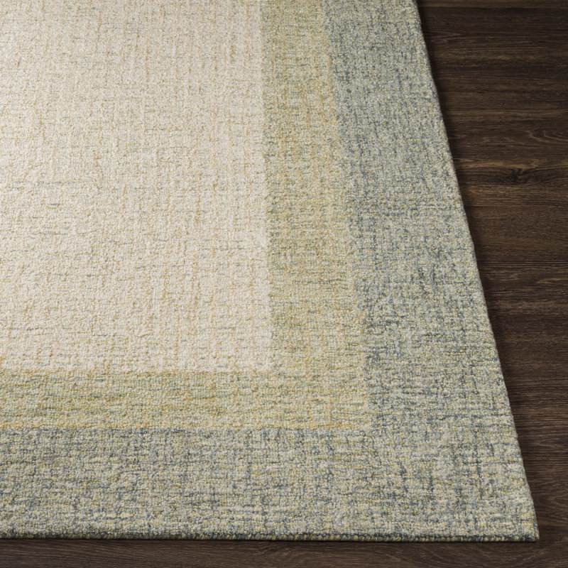 Tapis vert / beige en laine touffeté à la main Dunfermline, Rectangle 5 pi x 7 pi 6 po