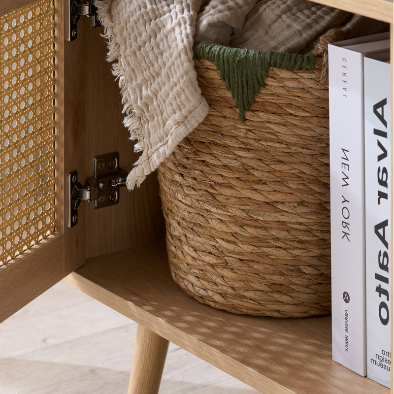 Noemi Rattan TV Unit For Tv's up to 42" - 100CM Width With Storage - TV Stand, OAK