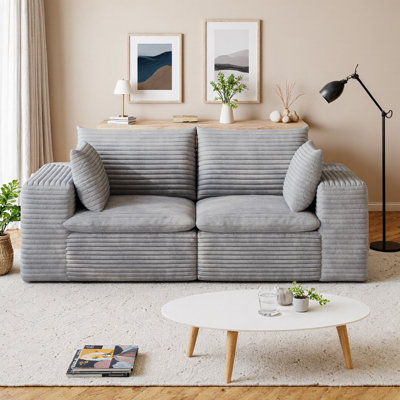 71" Soft Corduroy 2-Seater Cloud Sofa, Deep Seat Loveseat with Double-Layer Design, Plush High-Density Foam, Removable Cushions, No Assembly Required, DIY Combination for Living Room