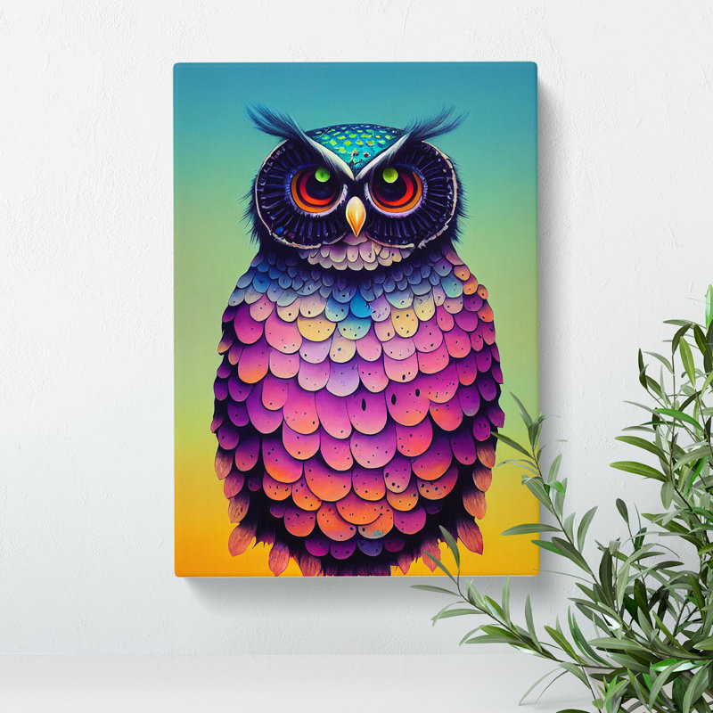 Owl In Paint No.1 - Wrapped Canvas, 50cm H x 35cm W x 3cm D