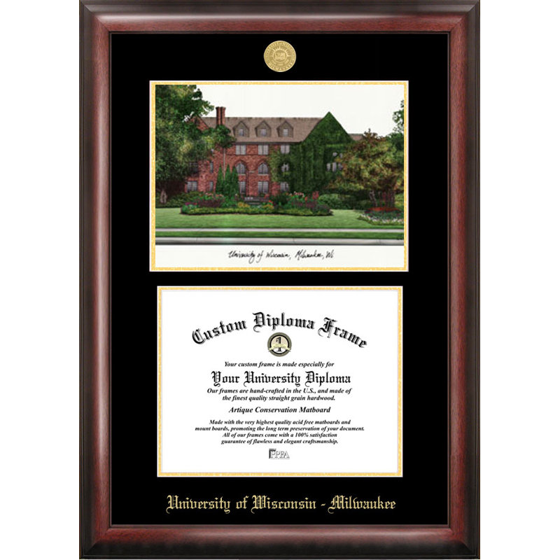 Cadre photo pour lithographie milwaukee et diplôme de l’université wisconsin NCAA
