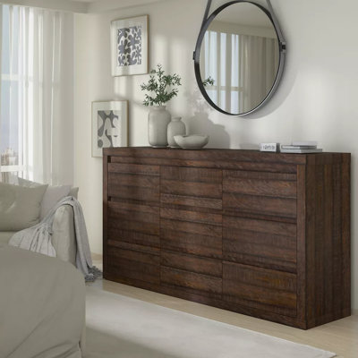 9 Drawer Modern Wooden Dresser with Handleless Design, Wide Storage Chest for Bedroom Living Room Entryway