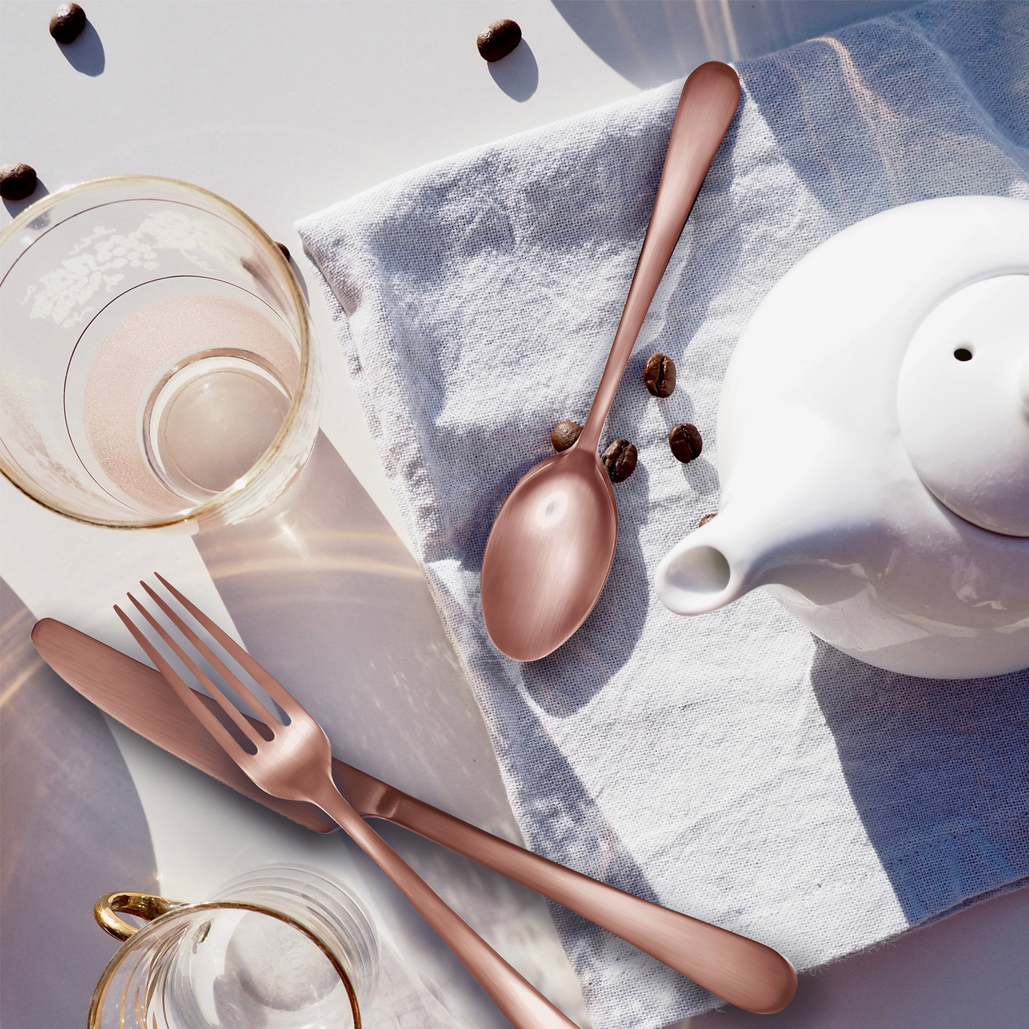 Mirabella 5 Piece Flatware Set, Service for 1, Copper