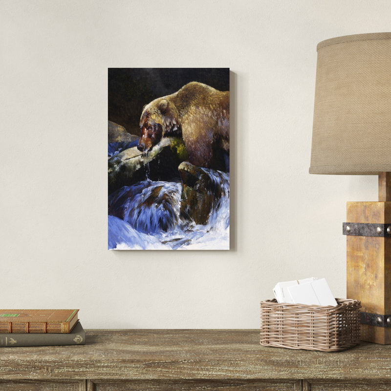 " Barehanded Fishing ", 18" H x 12" W x 1.25" D